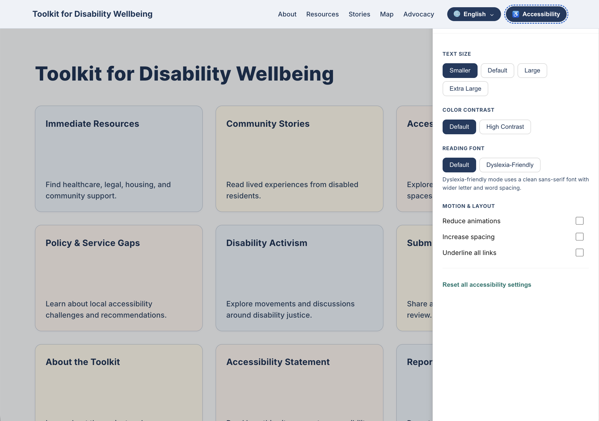 Accessibility Toolbar